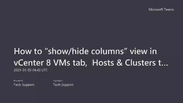 How to “show hide columns” view in vCenter 8 VMs tab, Hosts & Clusters tab, Networks, Datastores? смотреть онлайн