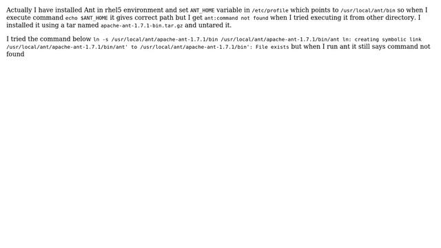 Unix & Linux: ant command not found when running from the path othe than ant installation directory смотреть онлайн