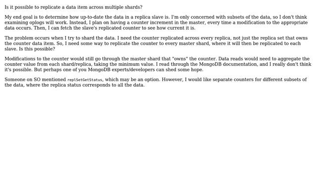 Databases: MongoDB replicate data item across multiple shards смотреть онлайн