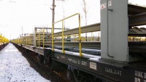 Заполнение сварными рельсами Состава рельсовозного повышенной вместимости РС800/3
