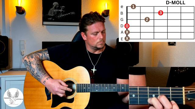 D-Moll Akkord auf der Gitarre greifen | Einfache Akkorde смотреть онлайн
