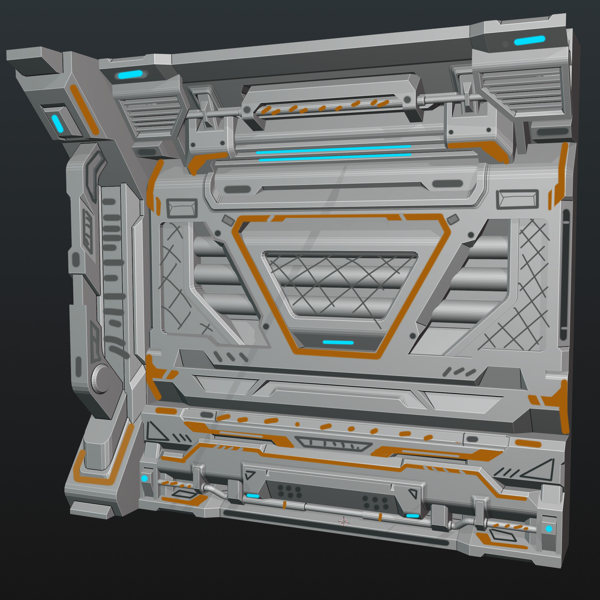Sci-fi Trim-Material-Test-Draft-Build In Blender 02