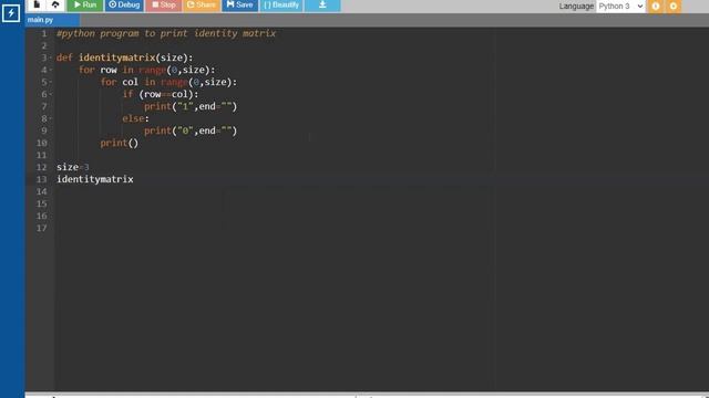 Python Program to Print Identity Matrix || Tamil смотреть онлайн