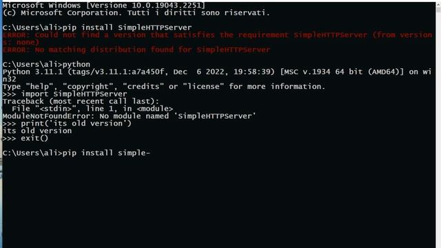 simple http server error with pip in python смотреть онлайн