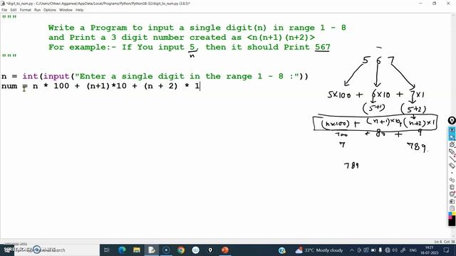 Python Program to display a three digit number from a given digit in the range 1 - 8 | Class 11 & 1 смотреть онлайн