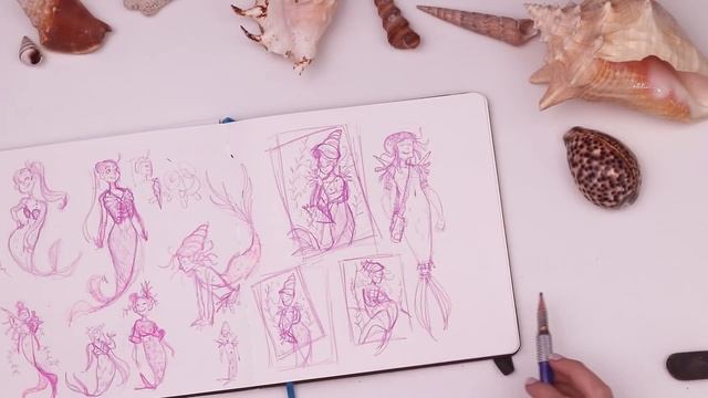 MERMAID, MERMAN, MERMAY?! | Drawing A Character Inspired By Seashells!