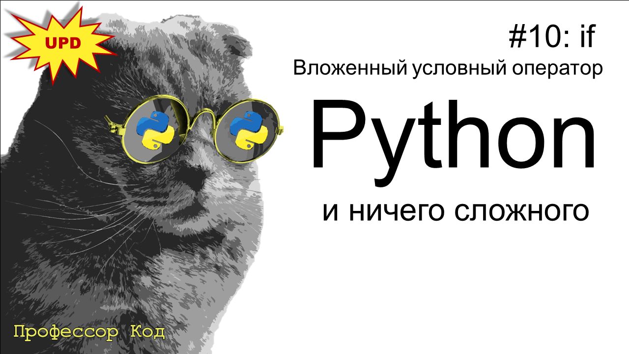 if. Вложенный условный оператор | Python для начинающих UPD | Профессор код смотреть онлайн