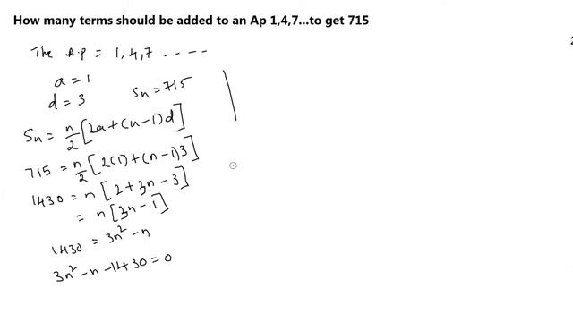 How many terms should be added to an Ap 1,4,7...to get 715 смотреть онлайн