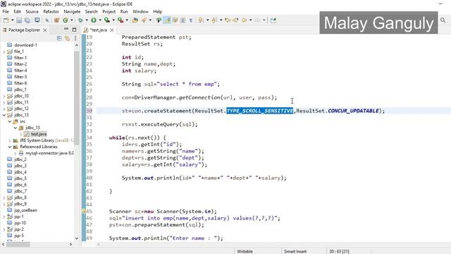 Advanced Java class 5 Scrollable ResultSet, Updatable Nature of ResultSet, Transaction in JDBC смотреть онлайн