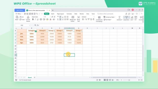 [WPS Academy] 2.8.9 Excel: How to filter data horizontally смотреть онлайн
