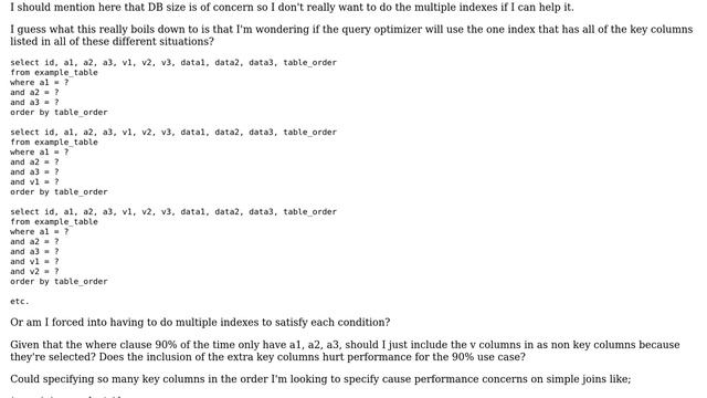 Databases: Non-Clustered Index key columns to cover a variable where clause смотреть онлайн