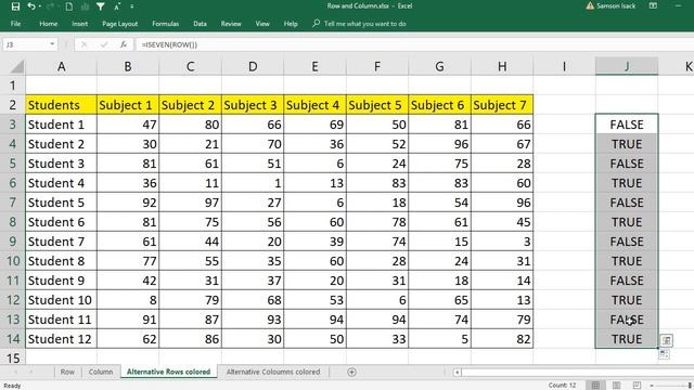 EXCEL: How to color Alternative Rows of Table by conditional formatting, iseven, isodd &Row functio смотреть онлайн