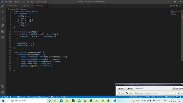 SNAKE GAME MAKING BY USING JAVASCRIPT смотреть онлайн