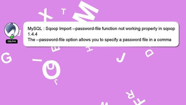 MySQL : Sqoop Import --password-file function not working properly in sqoop 1.4.4 смотреть онлайн