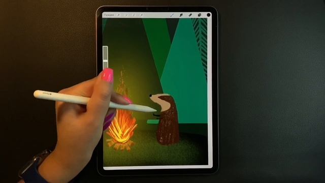 Как нарисовать огонь, костер ✦ Ночной пейзаж ✦ Illustration with iPad Pro смотреть онлайн