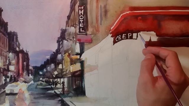 Speed Drawing Paris Time Lapse - Watercolor France Landscape Eiffel - Париж Акварель мастер-класс смотреть онлайн