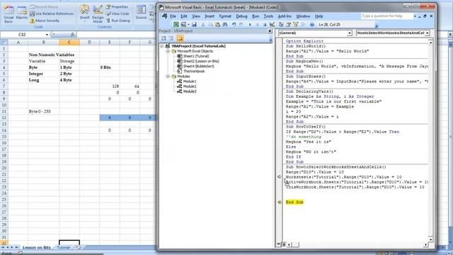 Excel VBA Tutorial 7 - Selecting Range, Cells смотреть онлайн