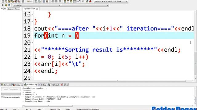 Selection Sort | Selection Sort using Array in C++ | C++ Tutorial for Beginners смотреть онлайн