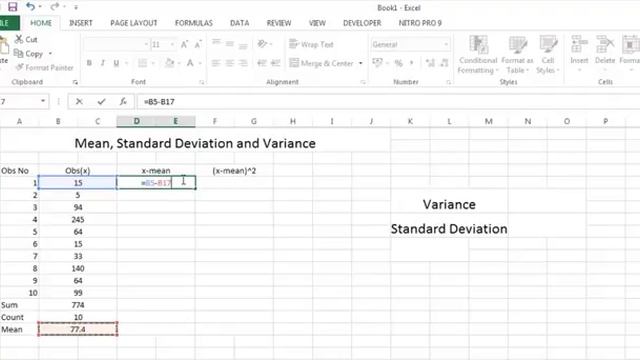 Calculate Mean, Variance, Standard Deviation in Excel | Statistics смотреть онлайн