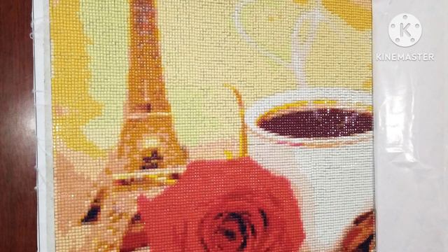 ЧАШЕЧКА КОФЕ И РОЗА. Алмазная вышивка, 30х40см. смотреть онлайн