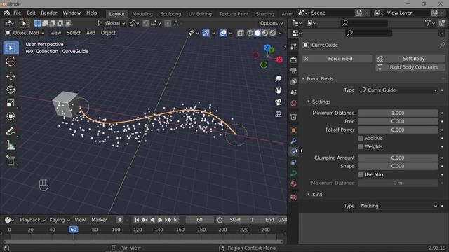 76. Blender. Curve Guide | Силовые поля (Физика) смотреть онлайн