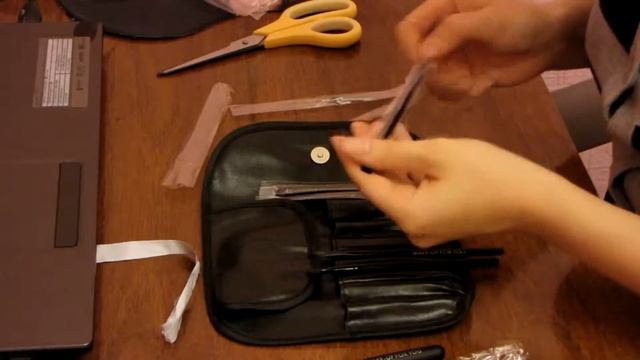 Набор кисти для макияжа 7 шт чехол профессиональные козья шерсть посылка покупка с китая aliexpres смотреть онлайн