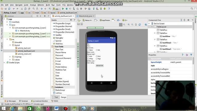 thiết kế giao diện TableLayout trên Android Studio смотреть онлайн