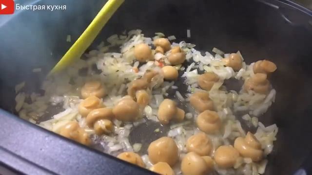 Гречка с грибами и луком. Постное блюдо в мультиварке Gfgril. смотреть онлайн
