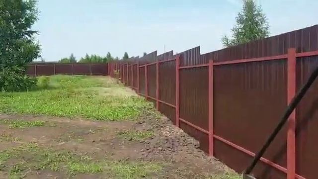 Забор из профнастила. 184 метра погонных, откатные ворота, распашные ворота, калитка за один де смотреть онлайн