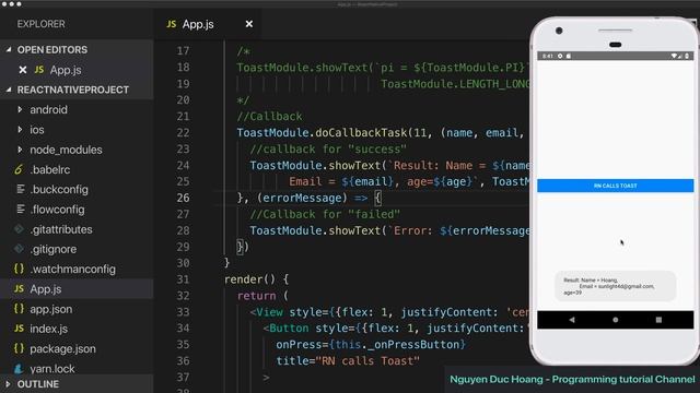 76-NativeModules#7.Từ React Native gọi các hàm callback và Promise của Android dùng Async-Await смотреть онлайн
