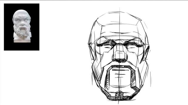 Годовая экзаменационная работа. Зарисовки гипсовой головы. смотреть онлайн