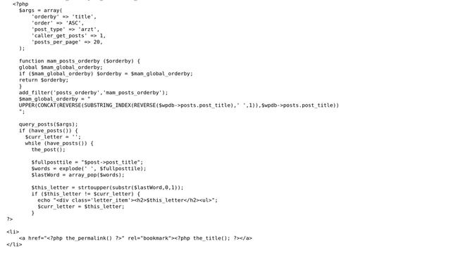 Wordpress: Wrap/close 'query' for a first-letter ordered listing of posts смотреть онлайн