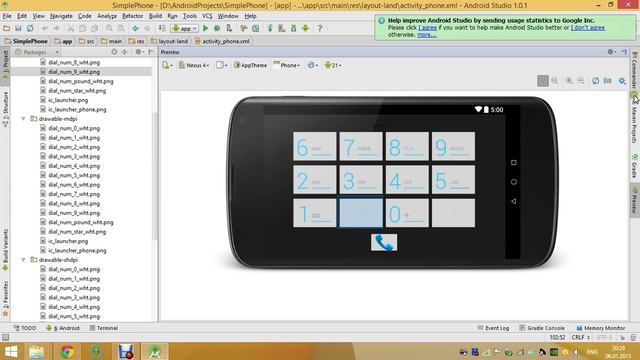 Android Studio - создание интерфейса звонилки Google - Часть1 смотреть онлайн