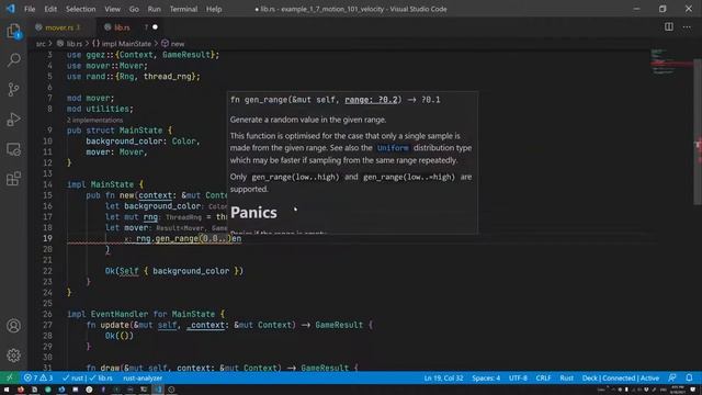 Nature of Code (Rust + GGEZ): Example 1.7 - Motion 101 (velocity) смотреть онлайн