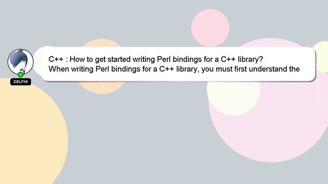 C++ : How to get started writing Perl bindings for a C++ library? смотреть онлайн