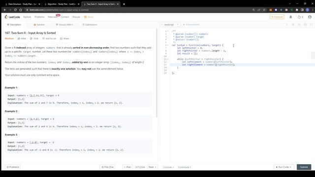 167. Two Sum II - Input Array Is Sorted LeetCode (Google & Amazon Interview) Javascript смотреть онлайн
