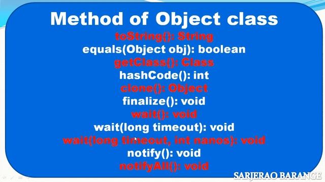 Object class and its methods in java смотреть онлайн