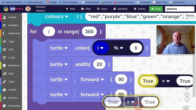 Edublocks, Python and Turtle patterns смотреть онлайн