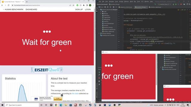 Python plays human benchmark Reaction Time (OpenCV/win32api) смотреть онлайн