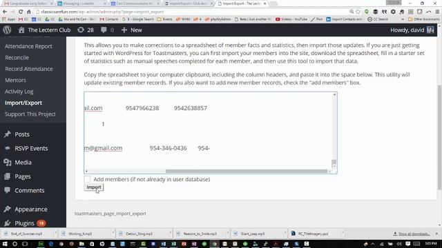 WordPress for Toastmasters Import/Export смотреть онлайн
