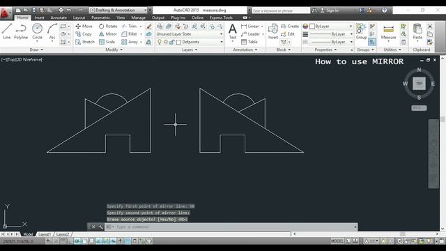 Autocad - Mirror command (simple technique for time optimization!) смотреть онлайн