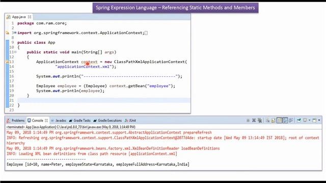 Spring Expression Language: Referencing Static Methods & Members using XML Config | Spring Tutorial смотреть онлайн