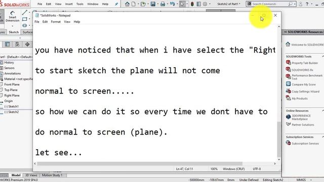 #5 || How to make Sketch Plane Normal To Screen? || SolidWorks 2019 Tutorial смотреть онлайн