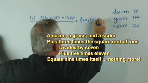 Mathematical Limerick ~ A Dozen, A Gross, and a Score