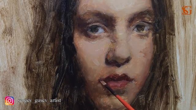 Самая дешевая поверхность для живописи маслом и пример выполнения портрета на ней. смотреть онлайн