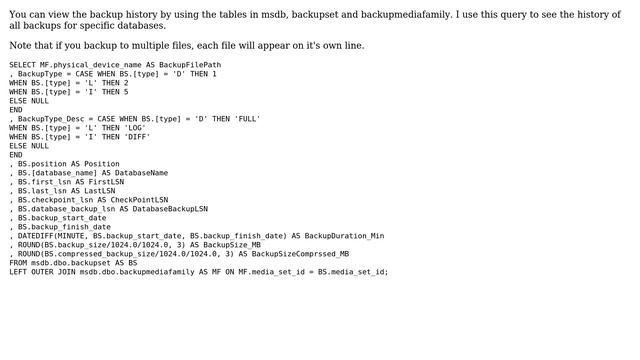 Databases: View for backed-up transaction logs (2 Solutions!!) смотреть онлайн