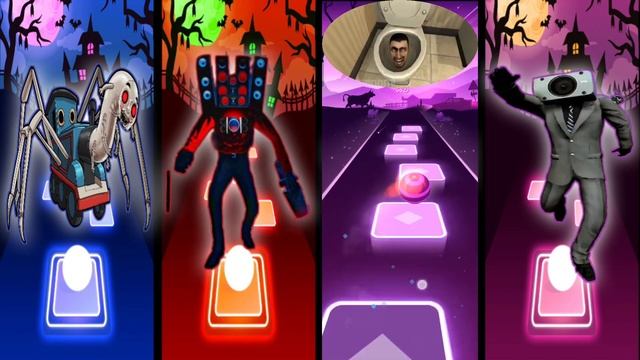 Thomas Train Vs Speaker Man Vs Skibidi Toilet Vs Camera Man Tiles Hop EDM Rush Game. смотреть онлайн