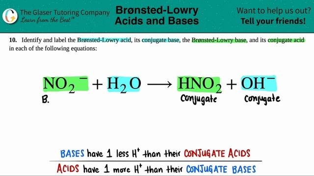 14.10a | How to identify the conjugate acid-base pairs in NO2− + H2O → HNO2 + OH− смотреть онлайн