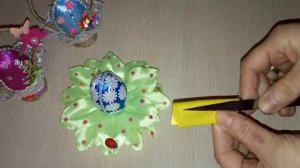 Поделки к Пасхе//Пасхальное яйцо из атласных лент