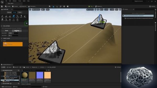 38 Режим скульптинга ландшафта в Unreal Engine